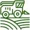 Delivery truck loaded with agricultural parts parked at a farm gate.