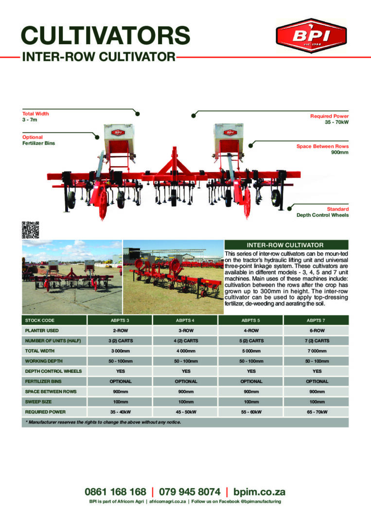 BPI INTER ROW CULTIVATOR WITH FERTILIZER BINS - Image 2